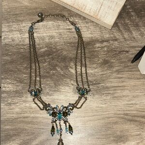 Sweet Romance Turquoise and Gold Necklace